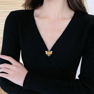 Golden Bee Brooch Animal Crystal Rhinestone